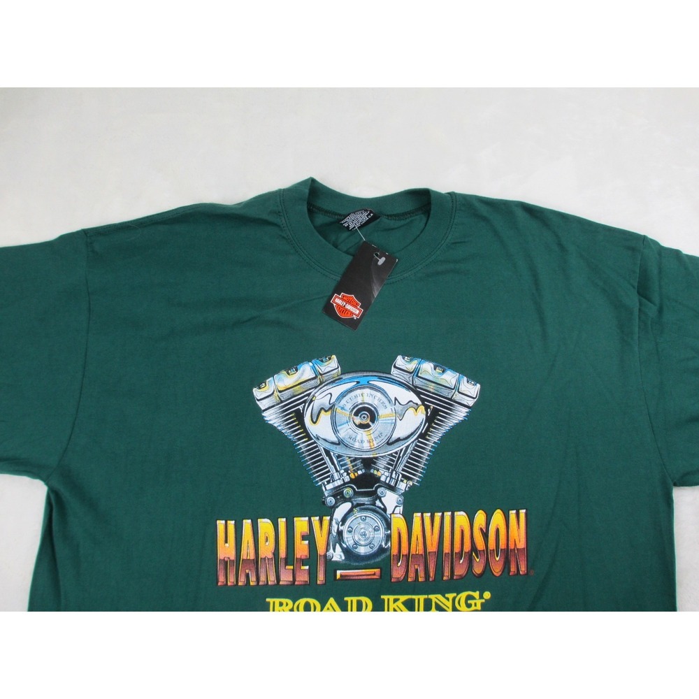 NEW VINTAGE Harley Davidson Shirt Mens Extra Large Green Road King Biker 2000 - Picture 3 of 12